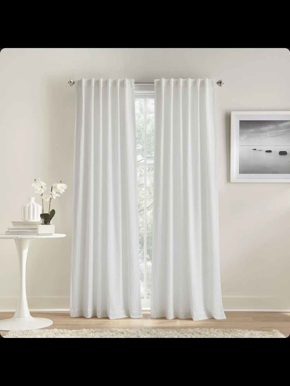 DKNY Pure Waffle Backtab Light Filtering White Curtain Panel Pair (Set of 2)